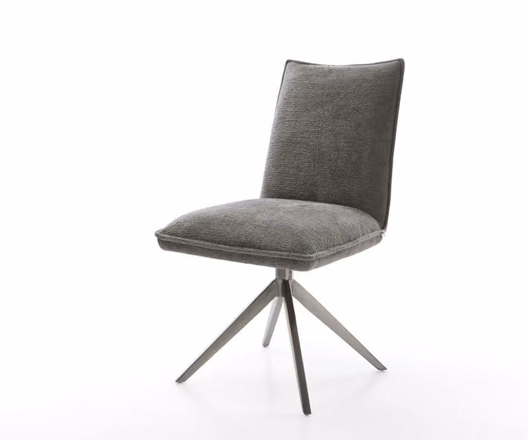 DELIFE Draaistoel Lelio-Flex met bouclé bekleding en kruisframe in grafietgrijs