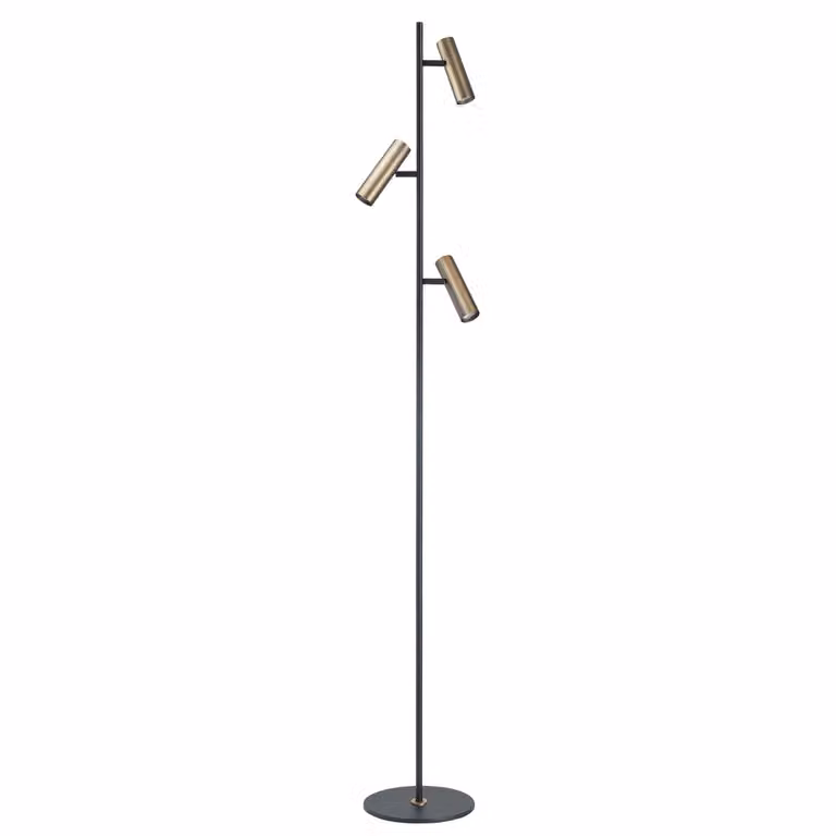 Highlight Vloerlamp Trend 3-lichts zwart met koper brons V4733.32