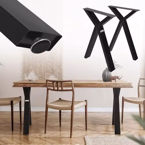 ML-Design Set van 2 X-vorm tafelonderstellen, zwart gepoedercoat staal, H: 72 cm, B: 50 cm