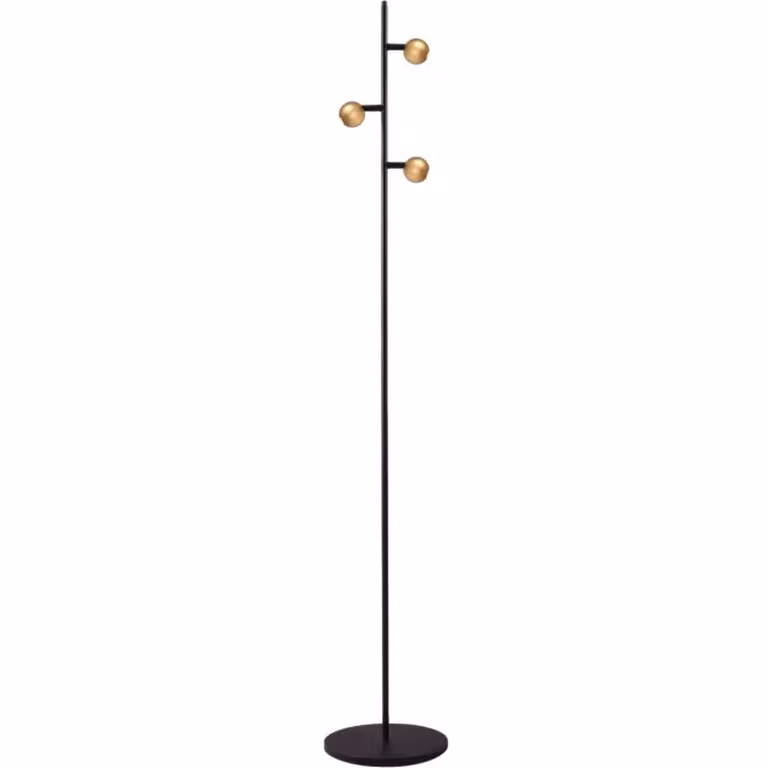 Masterlight Talana 3-lichts vloerlamp zwart en goud/messing