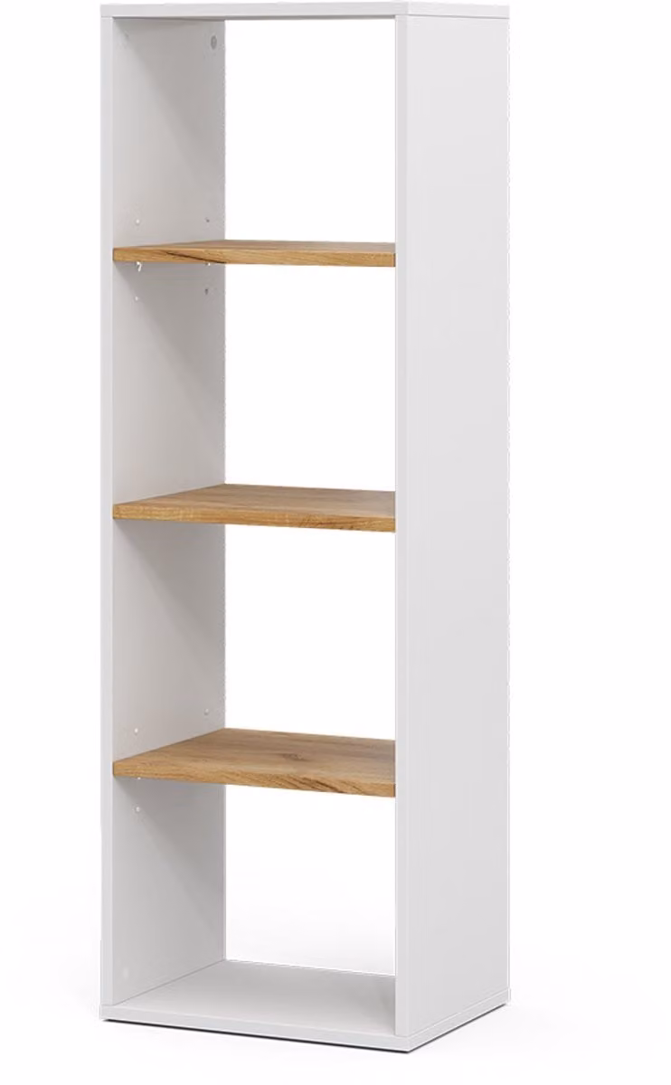 Vicco Boekenkast Tomy met 4 compartimenten, Eik wit/goud, B: 40 cm, H: 120 cm