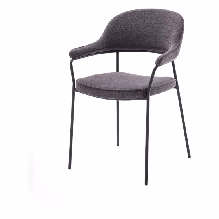 Set van 2 Nest of Nora Eetkamerstoelen Otis met armleuningen, Chenille, Donkergrijs