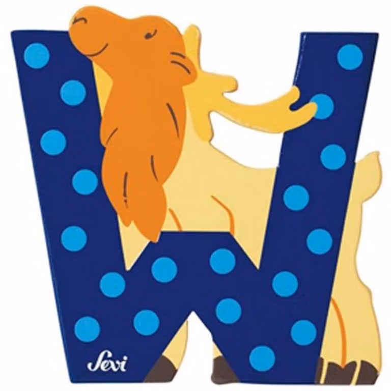 Sevi Houten Letter W met plakstrip voor kinderen