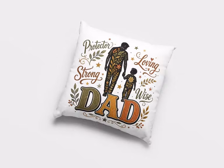 Protector Strong Loving Wise Dad Bloemig Sierkussen