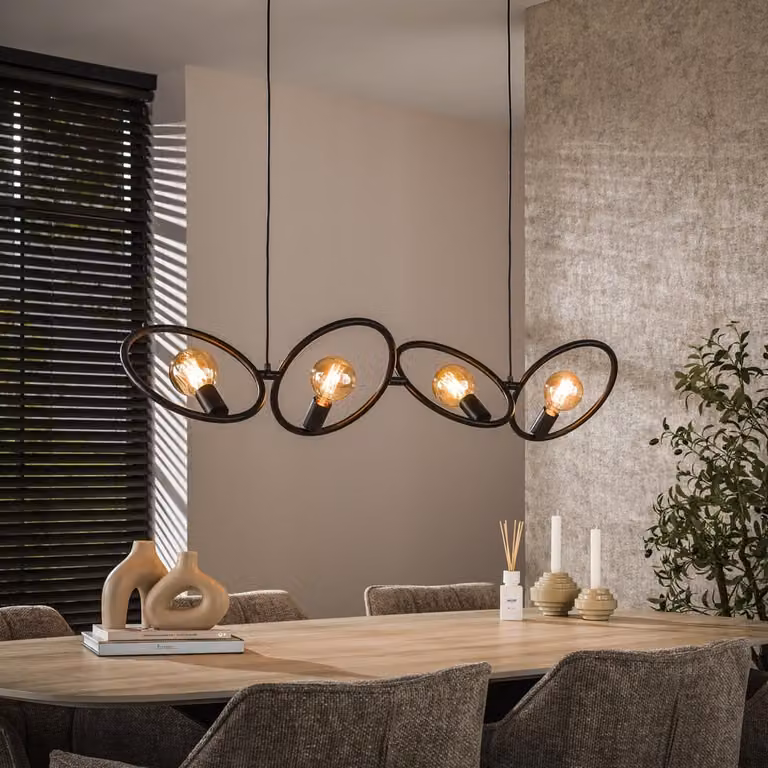 Lyora Design hanglamp Loop zwart - 4x E27 - Aluminium