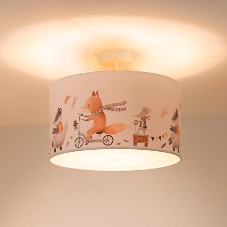 Duolla Plafondlamp Ferdi Kids, wit, dimbaar, textiel, voor kinderkamer