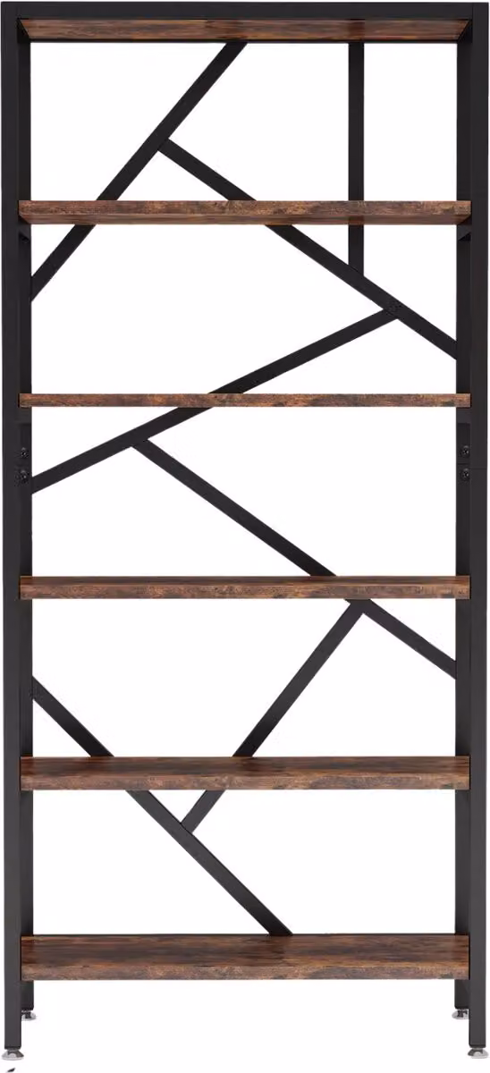 Happiq Boekenkast met open planken, Industrieel, Rustiek Bruin, Hoogte: 180 cm