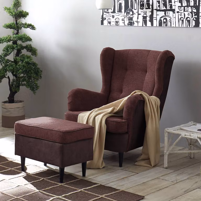 home24 Salvo Gestoffeerde hocker aubergine microvezel B/D/H: 63 x 43 x 42 cm