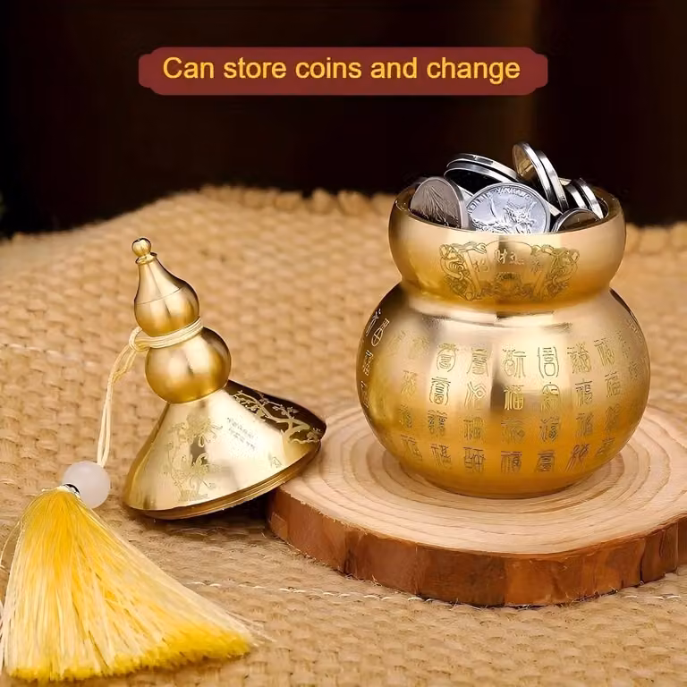 Feng Shui Pompoen Ornament met Kwastje - Chinese Hu Lou voor Geluk en Bescherming - Retro Decoratie voor Thuis en Boekenkast