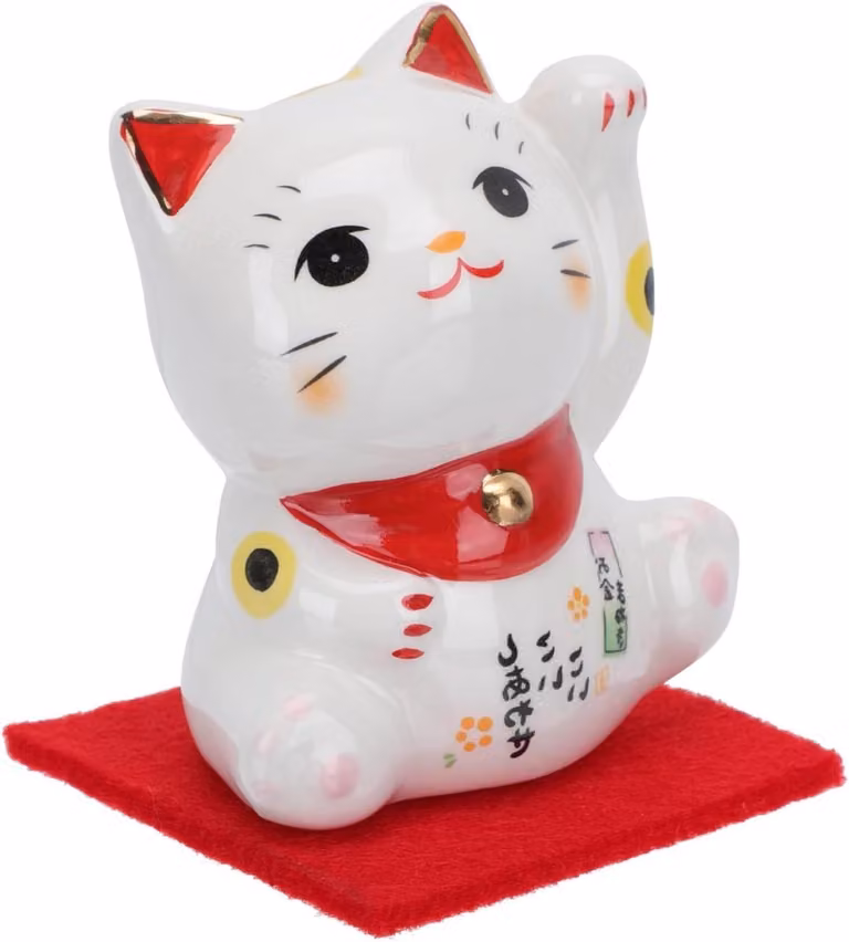 LIFKOME Japanse Kattenfiguur - Keramisch Kattenbeeld voor Geluk en Elegante Decoratie voor Thuis of Kantoor