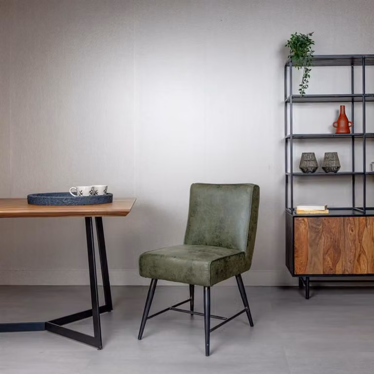 Tower Living Eetkamerstoel Belmonte - Groen Stof - B/D/H: 62 x 62 x 86 cm
