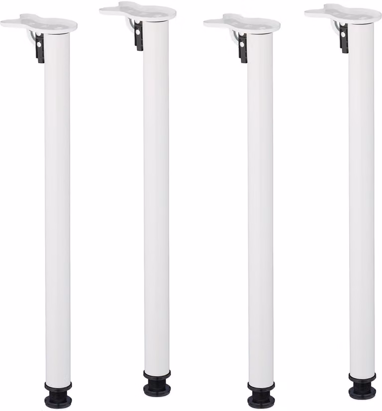 Set van 4 inklapbare tafelpoten van metaal in het wit, draagkracht tot 160 kg, 71 x 5 cm