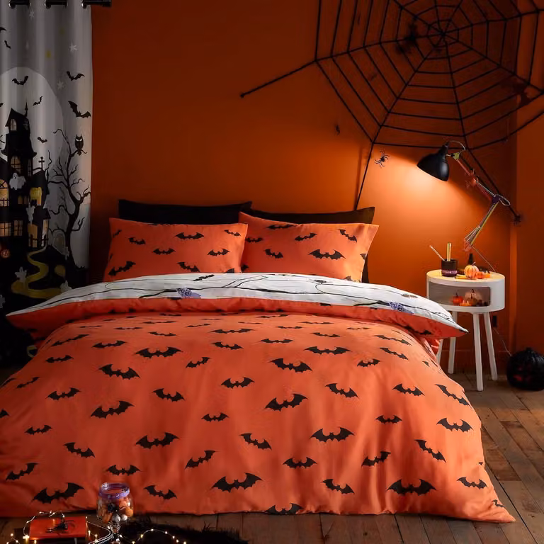 Bedlam Dekbedovertrek voor Dubbel Bed 200 x 200 cm - Spookjes & Vleermuizen - Glow in the Dark