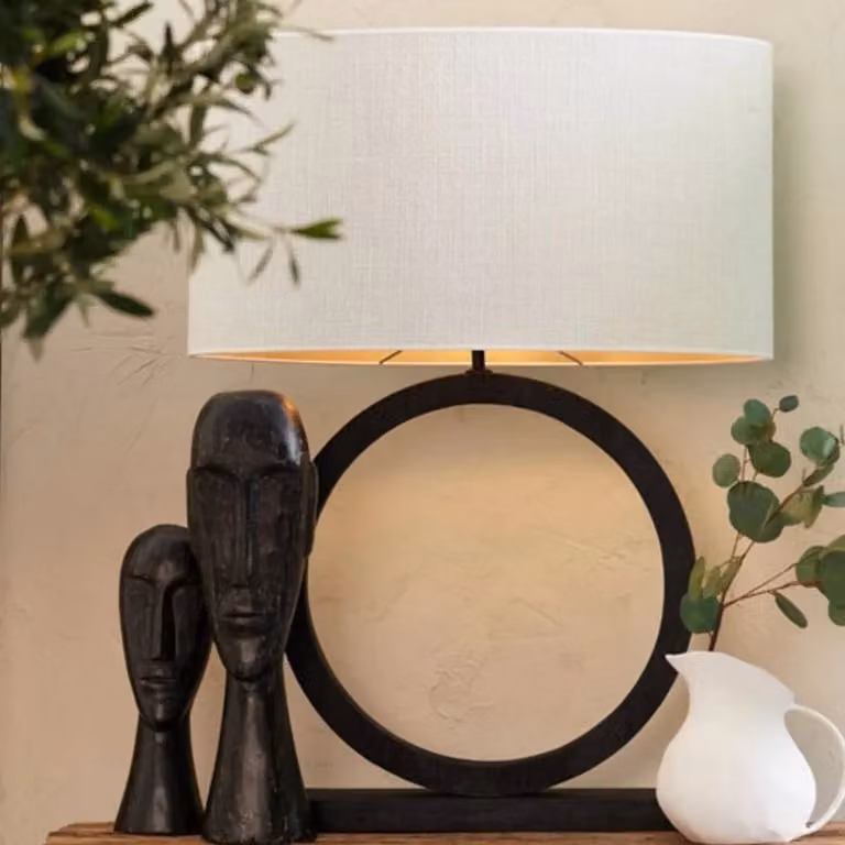 Light & Living Tafellamp Tinar Mangohout Mat Zwart B: 41 cm, D: 13 cm, H: 55 cm