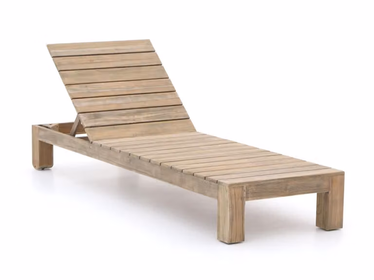 Verstelbaar ligbed ROUGH van ROUGH Furniture in Old Teak Greywash teakhout