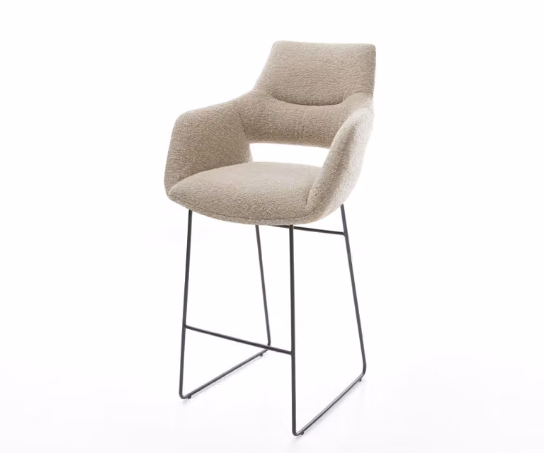 DELIFE Barstoel Yago-Flex Bouclé Mud met Sledeonderstel en Pocketvering - Beige/Bruin