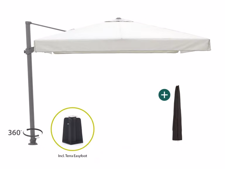 Shadowline Miami Parasol met hoes, vierkant, 300 x 300 cm