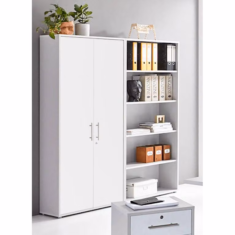 home24 Dossierkast II grijs/wit mat, H x B x D: 186 x 169 x 33 cm