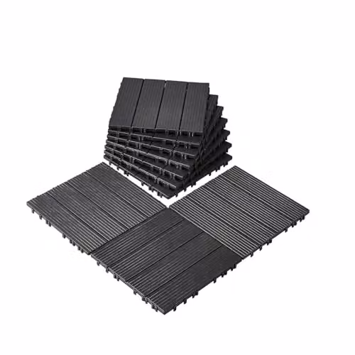 VEVOR Kliktegels Set van 10, Kunststof Terrastegels voor Buiten, Antraciet, 30 x 30 cm