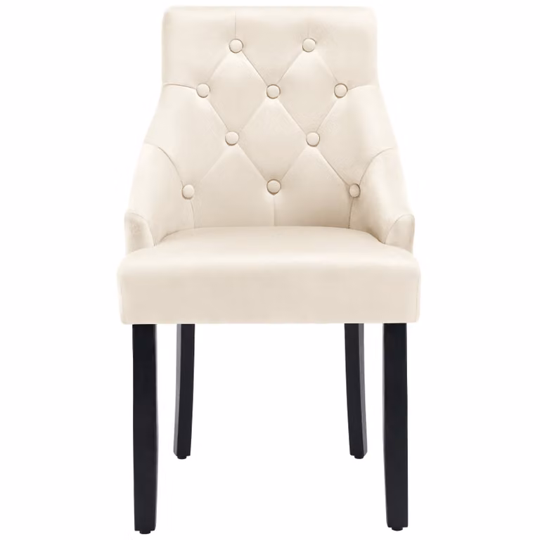 Set van 2 Eetkamerstoelen Everdeen in fluweellook, gestikt - crème/zwart