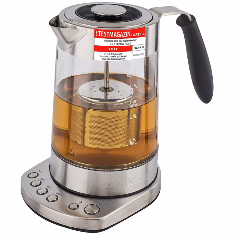 Proficook PC-WKS 1020 G Draadloze waterkoker met glazen behuizing, 1,7 liter, 3000 watt