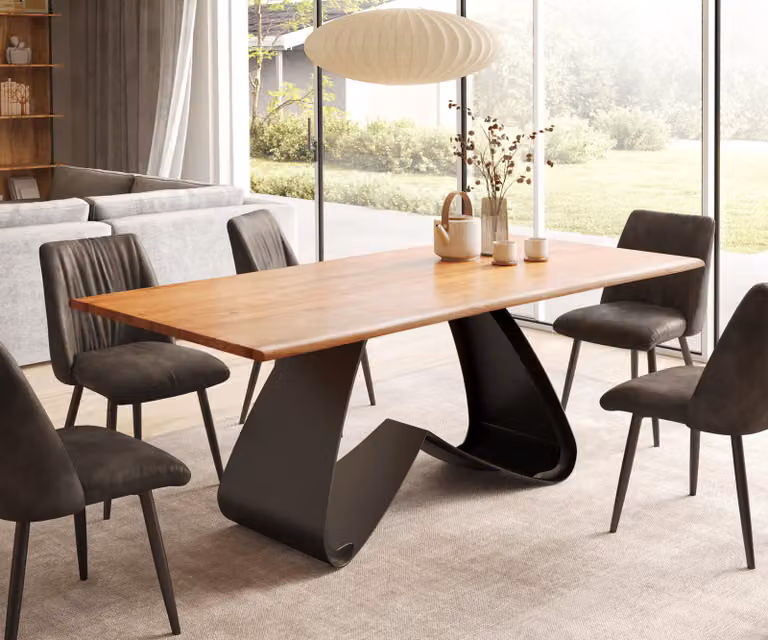 DELIFE Eetkamertafel Edge met Live-Edge acacia hout en zwart metalen X-frame, B: 200 cm, D: 100 cm, H: 73,5 cm