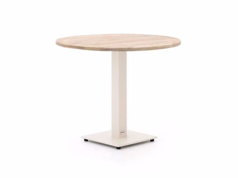 Forza Furniture Ronde Tuintafel met Centrale Kolom, Beige/Grijs, Ø 85 cm