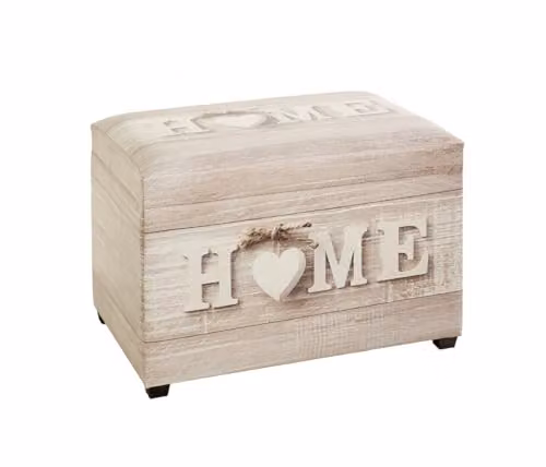 HAKU Industriele Kist in Beige Kunstleer en MDF, B: 58 cm, H: 42 cm, D: 39 cm