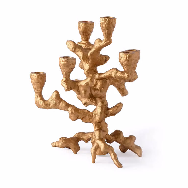 POLSPOTTEN Apple tree kandelaar S Goud, Hoogte: 32,5 cm