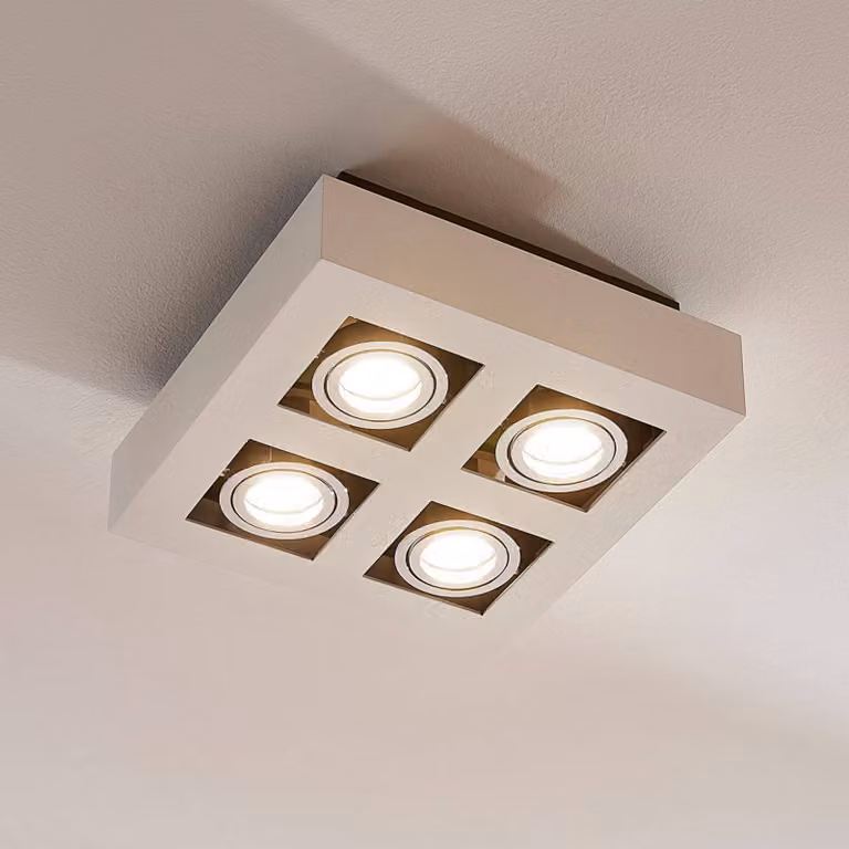 Arcchio Vince moderne plafondspot voor de gang, 4-lampig, wit/chroom, aluminium, dimbaar