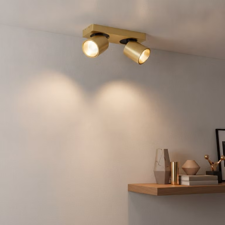 Artdelight Led plafondspot Laguna 2-lichts goud/messing L 22 cm B 8,5 cm