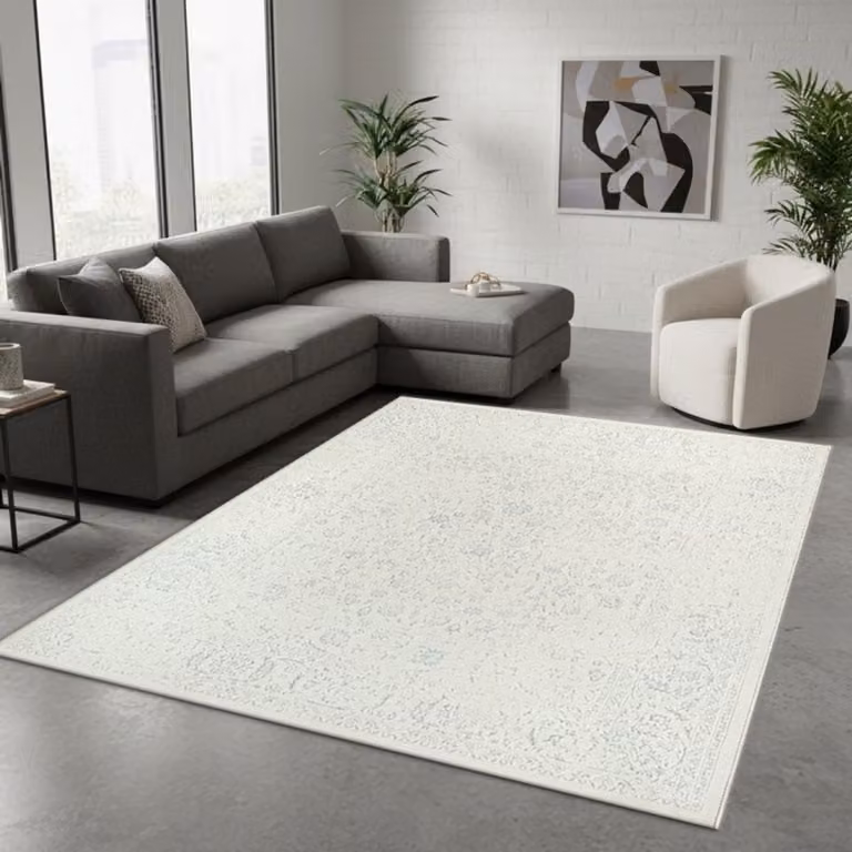 TapisTrend Designer tapijt Crème 80 x 300 cm Vintage oosters met verweerde bloemenpatronen en decoratieve rand voor woonkamer en slaapkamer