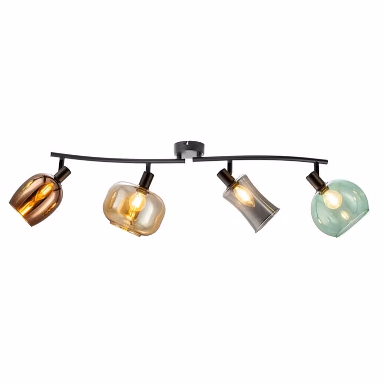 Globo Plafondlamp Telesto gekleurd glas en metaal multicolor/zwart B: 30 cm, D: 23 cm, H: 70 cm