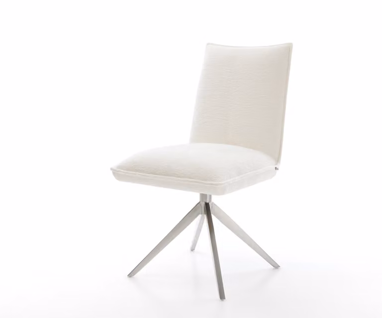 DELIFE Lelio-Flex Draaistoel met Bouclé Bekleding in Beige en Zilver Kleur