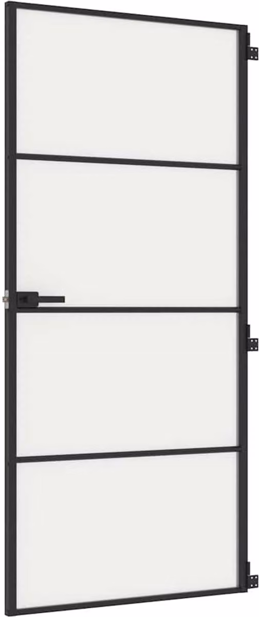 vidaXL Binnendeur smal met gehard glas en aluminium in zwart, B/D/H: 93 x 201,5 cm
