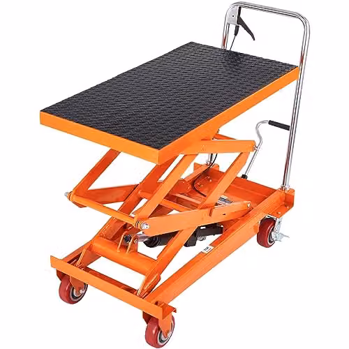 VEVOR Hydraulische heftafelwagen met dubbele schaar, capaciteit 1200 kg, oranje, stalen constructie