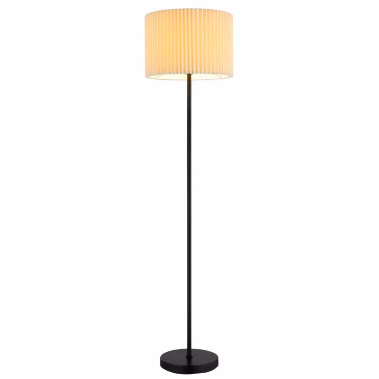 Globo Vloerlamp Page modern wit en zwart met beige stoffen kap Ø 38 cm
