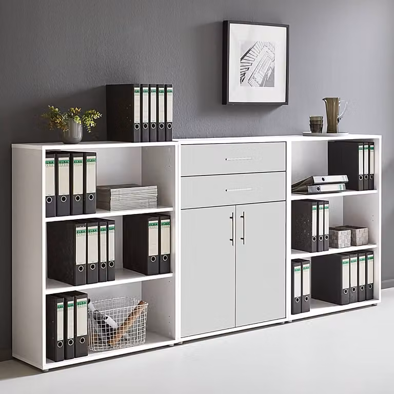 home24 Kastenset 3-delig modern wit mat B: 85 x 114 x 33 cm