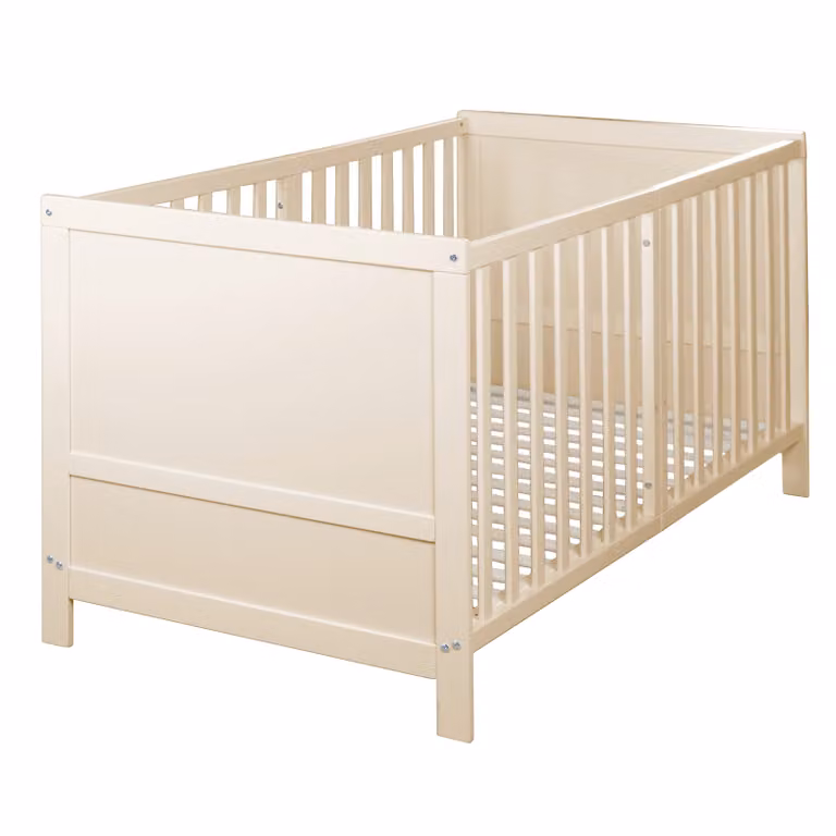 Roba Babybed EASY SLEEP Groeibed met spijlen, 3-voudig in hoogte verstelbaar, inclusief ombouwstukken, Hout, naturel, 70 x 140 cm