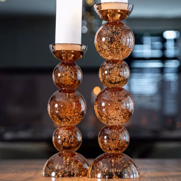 Richmond Interiors Kandelaar Jolita Bruin Modern Glas Hoogte: 38 cm