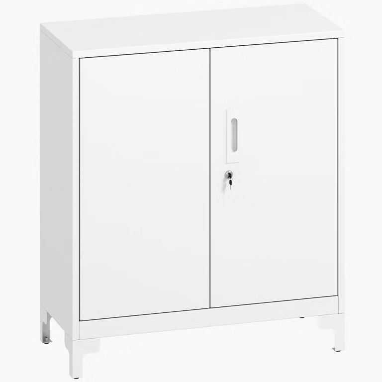 HOMCOM Metalen Archiefkast met afsluitbare deuren en 2-niveau ontwerp, Wit