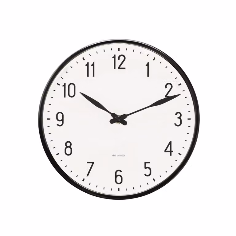 Arne Jacobsen Clocks Station Analoge Wandklok, Diameter: 21 cm