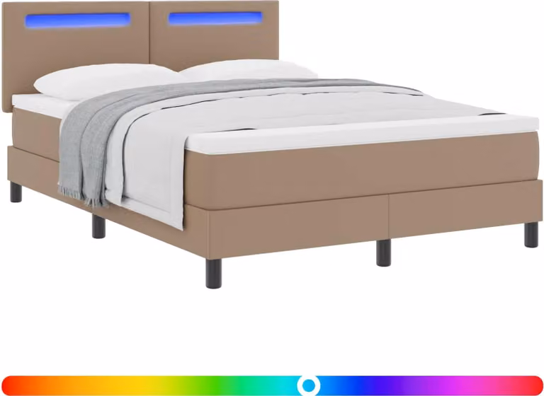 vidaXL Boxspringbed met matras, cappuccino, 140 x 200 cm, kunstleer