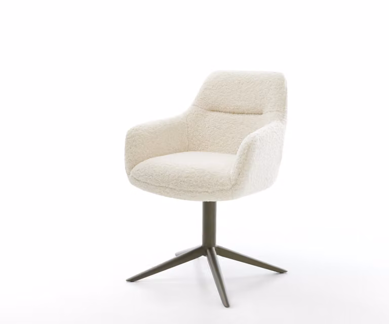 DELIFE Pejo-Flex draaistoel beige teddy met titanium kruispoot en rocker-functie