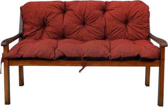 Rood Tuinbank Kussen met Bindbanden - B x D x H: 120 x 60 x 50 cm