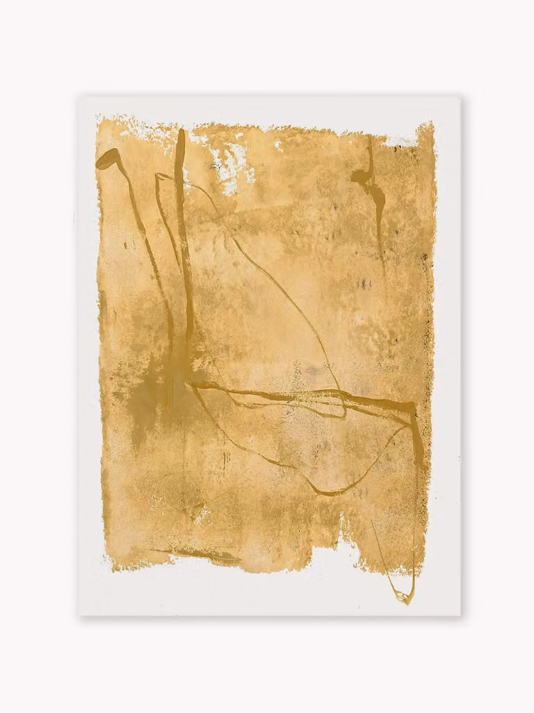 Handbeschilderde canvasdoek Yellow Layer van Malerifabrikken