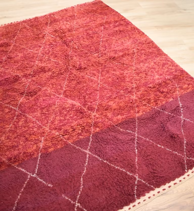 Handgemaakt Marokkaans Vloerkleed Beni Ouarain van 100% Wol - Kleurrijk en Boho Design - Rechthoekig
