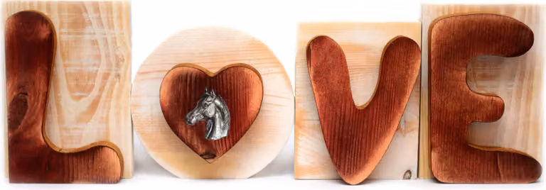 Art-Dog Australische paardenfiguur houten decoratie bord met tekst LOVE