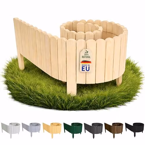 Floranica Moestuinrand van Hout in Natuurkleur, 200 x 30 cm – Flexibele Border voor Verhoogde Bedden en Gazonranden
