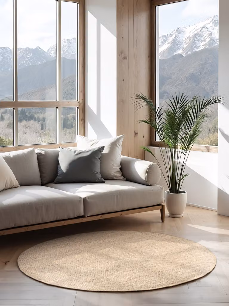 home24 Jaipur Laagpolig Vloerkleed Rond Wit/Ivoor/Wit Jute Ø 160 cm